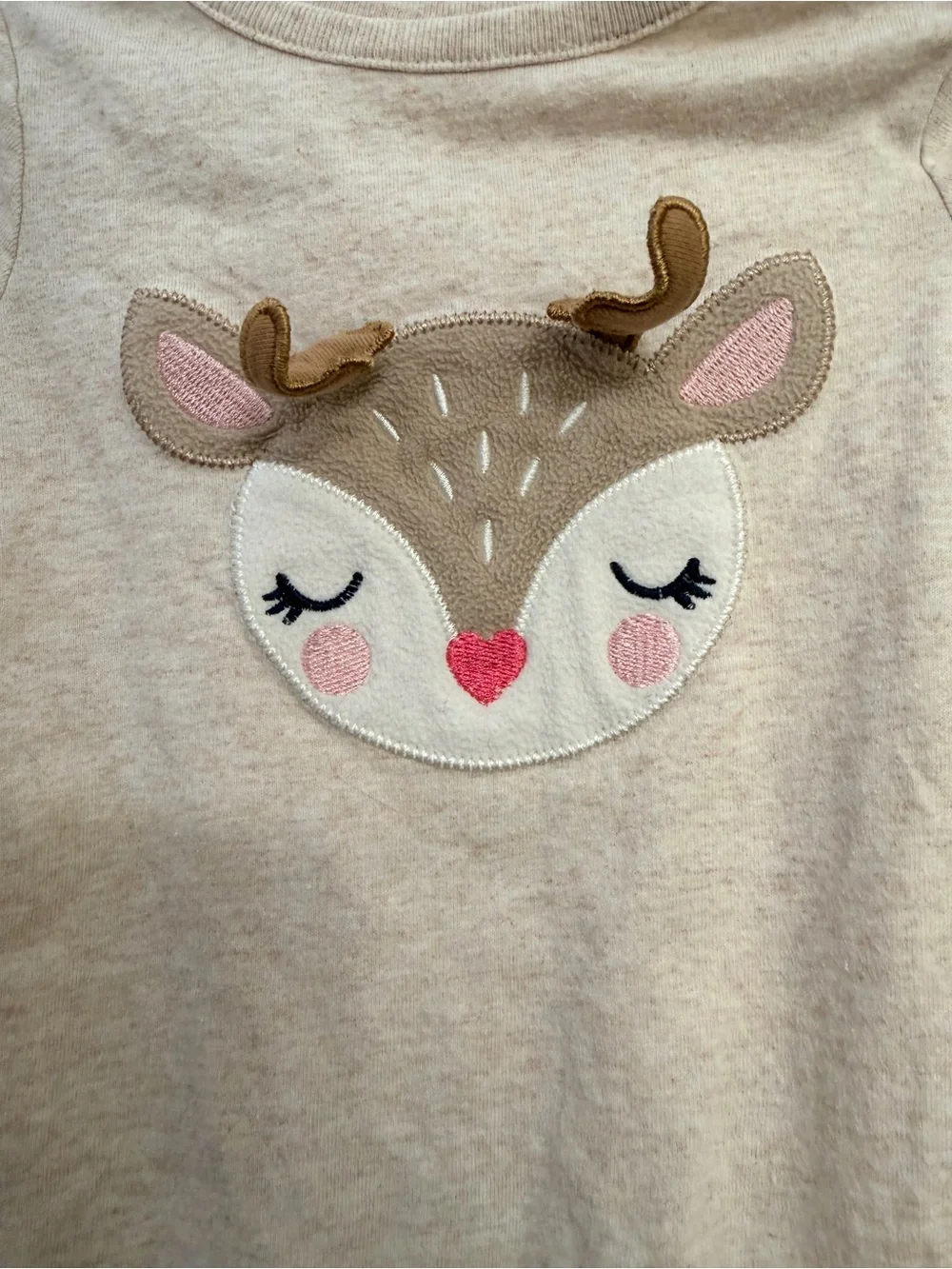 Garanimals Beige Long-Sleeve Deer Appliqué One-Piece